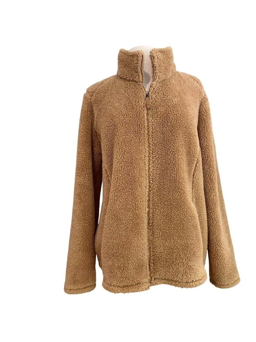 Cloudveil Unisex XL Tan teddy faux Sherpa Fleece Zip-Up Teddy Jacket Shaket cozy